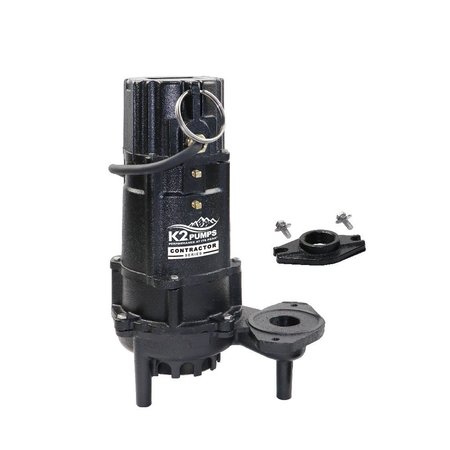 K2 Pumps Contractor Series 1 HP 2" Manual Sewage Pump, 230 Volt, 7 Amp, Cast Iron SWW10007K